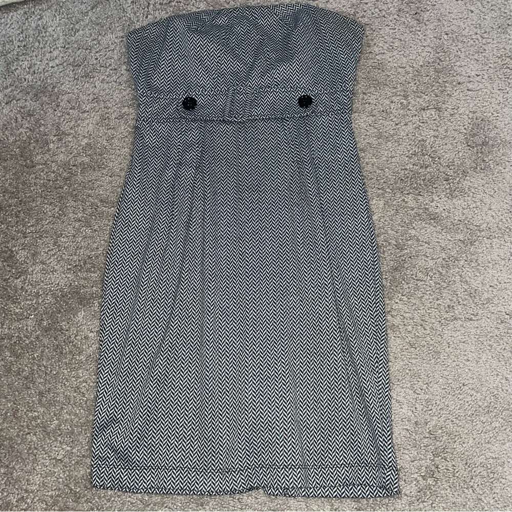 Vintage Dots Strapless Dress 7/8 00's Gray & Black
